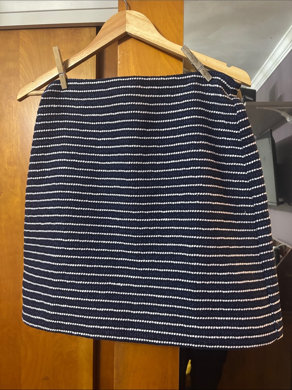 J. Crew Factory Navy and White Striped Mini Skirt